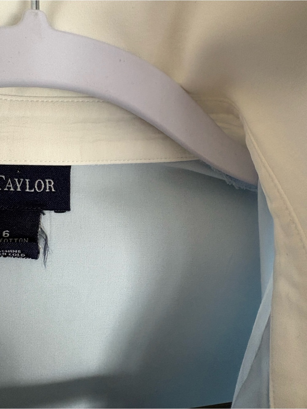 ANN TAYLOR Light Blue Button Down White Collar Cuffs Preppy Corporate Size 6 - Picture 9 of 12